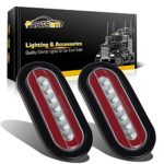 Partsam 2x Clear Lens 20 LED Red 6″ Oval Truck Trailer RV Brake Stop Turn Tail Glo Lights Rubber Mount