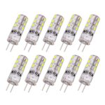 Rayhoo 10pcs G4 Base 24 LED Light Bulb Lamp 1.5 Watt DC 12V White Undimmable Equivalent to 10W T3 Halogen Track Bulb Replacement 360° Beam Angle(Only DC 12V)