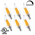LightStory LED Candelabra Bulb, LED Chandelier Bulb CA10 6W(60W Equivalent), E12 Base LED Light Bulb, 2700K, Dimmable LED Bulb, UL Listed(6 Pack)