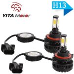 YITAMOTOR 2pcs H13 9008 LED Headlight Bulbs 6000k 4 Side COB 120W 12000LM High and Low Beam Kit Xenon White Fog Lights