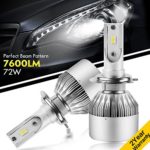 YUMSEEN H7 72W 7600LM 6000K LED Headlight Bulb Kits-Philips Chips/Internal Driver-Hi/Lo Beam-2Yr Warranty (H7)