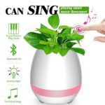 Music Flowerpot,Wireless Bluetooth Speaker Touch Plant Piano Music Playing Flowerpot and Smart Multi Color LED Light Round Plant Pots (whitout Plants)-QINUKER WHITE