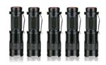 Ledsniper 5 Pack 3 Modes Handheld Mini Cree Q5 LED Flashlight Torch Tactical Lamp 7w 500lm Adjustable Focus Zoomable Light