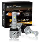 BROVIEW V8 LED Headlight Bulbs w/ Clear Arc-Beam Kit 72W 12,000LM 6500K White Cree LED Headlights for Replace HID & XENON Headlights (2pcs/set)( H7 )