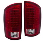 Dodge Ram 1500 2500 3500 Rear LED Style Replacement Driving Brake Stop Tail Lights Lamps Assembly Unit LH RH Chrome Housing Red Lens