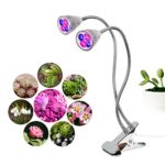 T-SUN Dual Head LED Full Spectrum Grow Lights , 10W Desk Clip Plant Grow Lamp with 360 Degree Flexible Goose-neck & Double ON/OFF Switch for Indoor Plants, Greenhouse