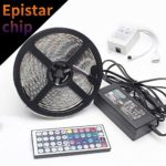 Led Strip Lights Kit 16.4ft 5050 Epistar Waterproof 300LEDs Color Changing LED Rope Lights with 44Key IR Remote Controller and 12V 5A Power Supply