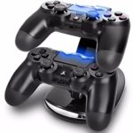 GPCT Dual USB PlayStation 4 Controller Charging Dock (Charges Two PS4 Controllers, LED Charge Indicator Light, USB Powered, Detachable Stand Base) – Black