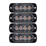 4X AMBER Ultra Thin 4-LED Warning Emergency Flashing Strobe Light Bars Surface Mount For Car Van Truck Jeep 4×4 SUV ATV UTV