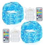 GDEALER 2 Pack Fairy Lights Battery Powered String Lights Multi Color Changing LED String Lights Waterproof 50 Led 16ft RGB Lights with Remote Control for Bedroom Patio Garden Stroller Christmas Tree