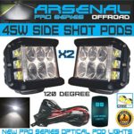 2x 45W Side Shot Pod Cubes CREE LED’s Led Work Light Off Road Led Light Driving Light UTV RZR Truck Jeep FREE Wire Harness