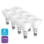 Tenergy LED Dimmable Flood Light Bulbs 60 Watt Equivalent (8W), Soft White (2700K), BR30 E26 Medium Standard Base for Recessed Can Ceiling Flood Light (Pack of 8)