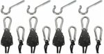 2 Pairs Happy Hydro Light Hangers, Ratchet Straps & Hardware for Grow Lights – Adjustable, Heavy Duty Reflector Hanging Rope – Hydroponics, LED Lights & Indoor Garden Systems – 7’ Long