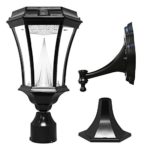 Gama Sonic Victorian Solar Outdoor LED Light Fixture, Bright-White LEDs, Pole/Post/Wall Mount Kit, Black #GS-94FPW