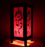 Thai Vintage Handmade Asian Oriental Black Red Dragon Bedside Table Light or Floor Wood Paper Lamp Shades Home Bedroom Modern Design from Thailand