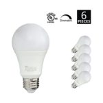Led Light Bulbs 9 Watt [60 Watt Equivalent], A19 – E26 Dimmable, 5000K Daylight, 800 Lumens, Medium Screw Base, UL Listed by Mastery Mart (Pack of 6)