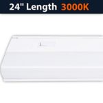 Hardwired LED Under Cabinet Lighting – 16 Watt, 24″, 1400 Lumen, 3000K (Warm White), Metal Base Frost