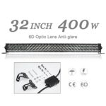 32″ LED Light Bar AUTOSAVER88 6D 400W Spot Flood Combo Beam Led Work Light with Light Sensitive Harness for Driving Fog Off Road Jeep Boat