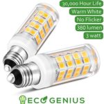 Eco-Genius E11 Base LED light bulb, 380lm, mini candelabra ultra energy efficient replacement for chandelier lamp cieling fan ect (pack of 2)