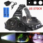 20000 Lumens LED Headlamp Flashlight/ Waterproof /Rechargeable/ Zoomable/ Adjustable Focus /CREE XML T6 Headlight For Camping Hiking Hunting Running Working Outdoor Sports With 18650 Batteries Charger