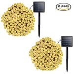 Lalapao 2 Pack Solar String Lights 72ft 22m 200 LED 8 Modes Solar Powered Starry Lighting Waterproof Christmas Fairy String Lights for Outdoor Gardens Path Homes Wedding Party Decor (Warm White)