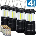 LED Camping Lantern, Costech Cob Light Ultra Bright Collapsible Lamp, Portable Hanging Flashlight for Outdoor Garden Hiking Fishing (4 Pack)