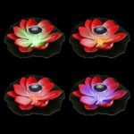 Efanr Solar Power Energy Floating Lotus Light Outdoor Waterproof Pond Color Changing Led Flower Night Lamp Garden Pool Wishing Lotus Leaf Lights Party Decor Creative Gift (Red)