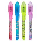Invisible Ink Pen, Spy Pen with UV Light Magic Marker Kid Pens for Secret Message and Party Favor Bag Goody Stuffer (4)