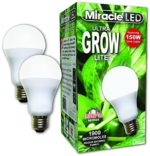 Miracle LED Commercial Hydroponic Ultra Grow Lite – Replaces up to 150W – Daylight White Full Spectrum LED Indoor Plant Growing Light Bulb For DIY Horticulture & Indoor Gardening (604273) 2 Pack