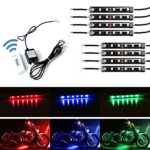 iJDMTOY 8pcs RGB Multi-Color LED Motorcycle Ground Effect Light Kit w/ Wireless Remote Control