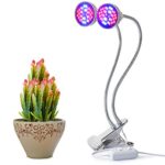 Led Grow Lights, Aokey Profession Plant Lamp Dual Head 14W Clip Desk Lamp 80 Leds with 360 Degree for Indoor Hydroponic Garden Greenhouse