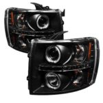 Spyder Auto Chevy Silverado 1500/2500/3500 Black Halogen LED Projector Headlight