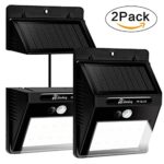 Solar Motion Sensor Lights Outdoor Hiluckey Waterproof Solar Powered Security LEDs Wall Lights Separable Light Body Design with 8ft Connection Cord for Garden, Patio, Driveway, Deck, Stair (2 Pack)