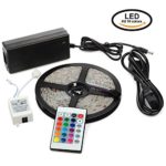 LED Lights Strip Kit RGB 5050 5m/16.4″by Pryst, LED Strip Lighting with 300 Super Bright Flex & Waterproof LEDs, Remote (12V) for Home, Cabinet and Party Comfort