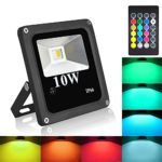Blinngo 10W RGBW LED Flood Light, Outdoor Waterproof Security Lights with US 3-Plug and Timer for Home, Garden, Scenic Spot, Hotel, Landscape (RGB+Warm White)