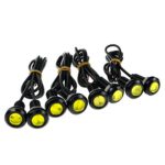 Super LED Light | Set of 8 pcs High Power 8000K Yellow 3W 12V 0.7” (18mm) LED Eagle Eye Bumper DRL Daytime Running Light | Prime Grade Aluminum Alloy and Condenser Lenses for All Types of Car | 269.4