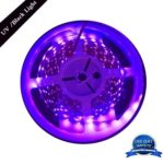 AMARS 5M/16.4ft 3528 SMD Blacklight UV/Ultraviolet 395nm-405nm LED Light Strip Fixtures DC 12V 60leds/m 300 LED Purple Light Bulb Lighting