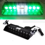 Wecade® 9 Led 9w Car Truck Strobe Windshield Dash Lights 16 Pattern Super Bright for EMS Law Enforcement Warning LED Strobe Lights (Green/White/Green)