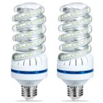 LOHAS A19 Spiral LED Light Bulbs, 160W Equivalent LED Bulbs(20W), Daylight White 6000K, E26 Base for Photo Light, 1800 LM, Not-Dimmable Bulbs for Warehouse,Garage Lighting(2 Pack)