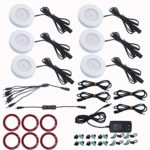 LED Puck Light Kit Under Cabinet, 6 pcs Super Bright Wired Puck Lights, 1080 lumen 20W 120VAC in Total, Plug in for Kitchen Counters Closet Book Shelf Display Showcase, 3000K Warm White [6-Puck-Kit]