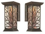Glenwillow One-Light LED Outdoor Wall Lantern with Clear Seeded Glass, Victorian Bronze Finish (2-Pack)
