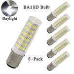 XYTGD BA15D LED Bulb,6W 120V Dimmable, Double Contact Bayonet Base, Daylight White 6000K Replacement Bulb for Chandelier Crystal Ceiling Lamp Light (Pack of 5)
