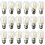 Newhouse Lighting Outdoor Weatherproof 2W S14 LED Filament Replacement String Light Bulbs | Standard Base | 18-Pack