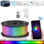 LED Strip Lights Works with Alexa, Maxonar Wifi LED Light Strip Kit with RGB Multicolor Waterproof IP65 Strip Light Wireless Smart Phone Controlled DIY Kit Works Amazon echo (16.4 Ft)