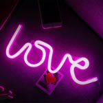 Neon Light,LED Love Sign Shaped Decor Light,Wall Decor for Chistmas,Birthday party,Kids Room, Living Room, Wedding Party Decor (purple pink)