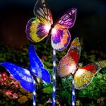 KAZOKU Garden Solar Lights Outdoor – 3 Pack Solar Stake Light Multi-color Changing LED Garden Lights, Fiber Optic Butterfly Decorative Lights, Solar Powered Stake Light with 5 LED White Light Stake