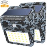 24 LED Solar Light, Soft Digits Camouflage Style Waterproof Solar Powered Motion Sensor Light, Wireless Led Security Lights Outdoor Wall Light for Driveway Patio Garden Path, 2 Pack