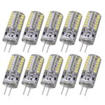 Rayhoo 10pcs G4 Base 48 LED Light Lamp 3 Watt DC 12V White Bulb Undimmable Equivalent to 20W T3 Halogen Track Bulb Replacement 360° Beam Angle(Only DC 12V)