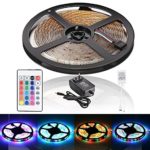 Litake LED Light Strip, Waterproof 12 Volt 16.4FT/5M RGB LED Strip Light Kit, 3528 300LEDs Tape Light Multi-Color Changing Rope Lighting with 24 Key IR Remote Control for Outdoor & Indoor use