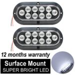 TMH ( Pack of 2 ) 6″ 10 LED Surface Mount Oval White Reverse Lamp, Turn Signal Side Marker Tail LED Light for Truck Trailer Trail Bus 12V DC
